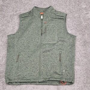 Lake & Trail Mens XL Olive Green Marled Full‎ Zip Fleece Vest Outdoor Layering